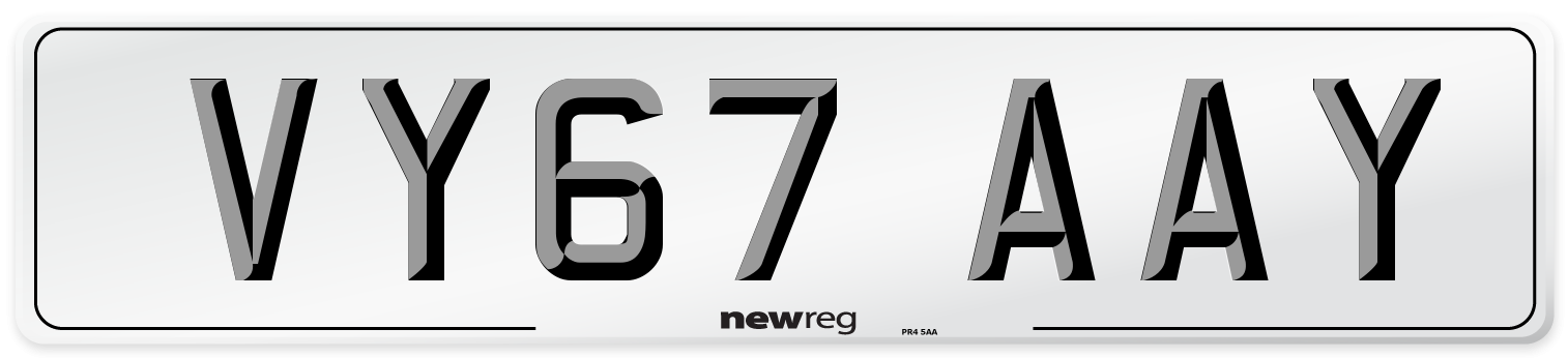VY67 AAY Number Plate from New Reg